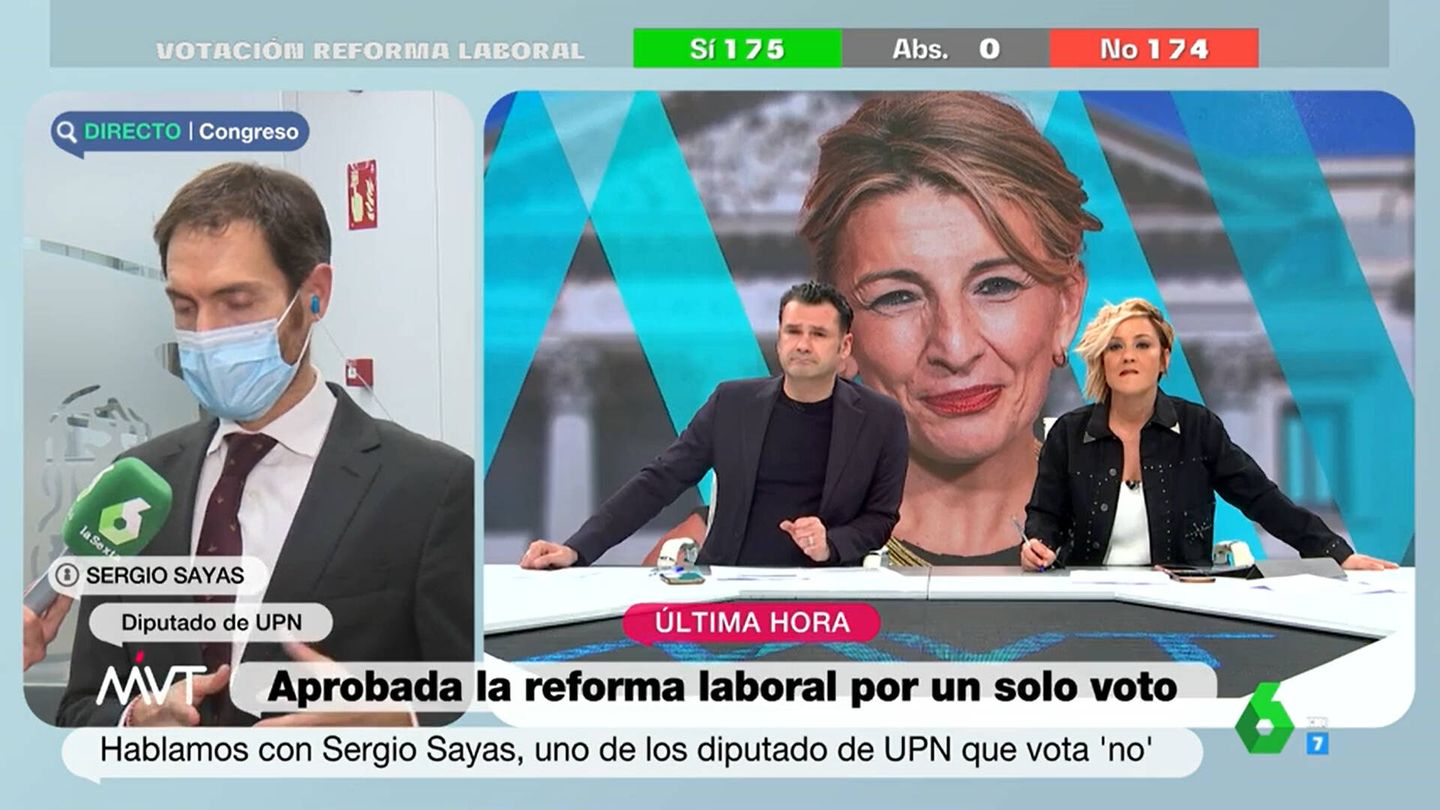 Sergio Sayas, en conexión con 'Más vale tarde'. (Atresmedia)