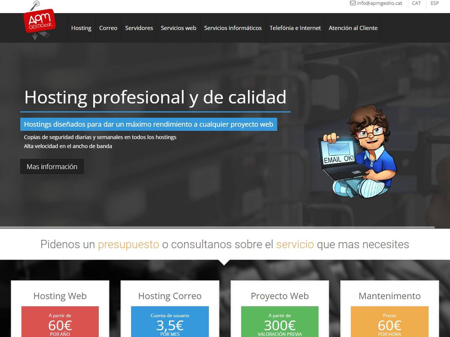 Página web, aún operativa, de la empresa de Andreu Pujol. 