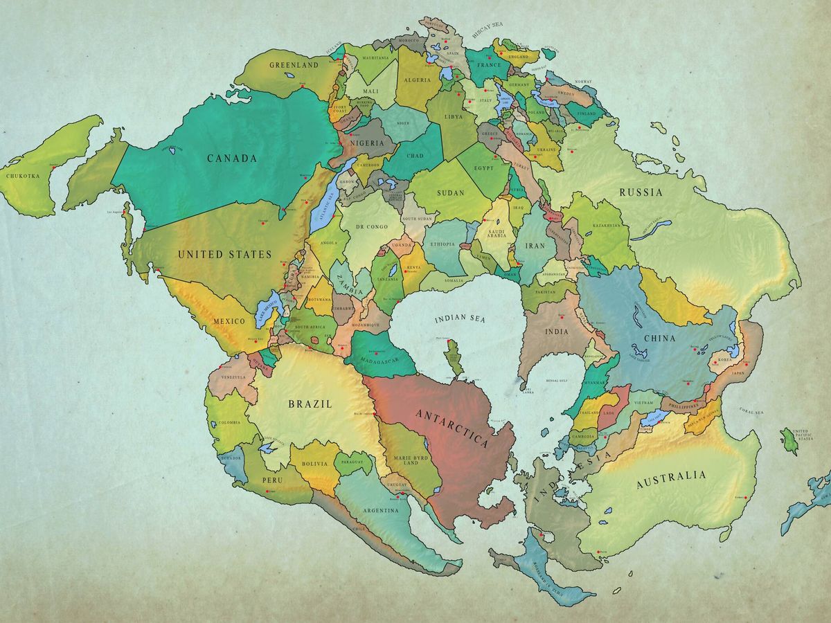 Foto: Así será la Tierra dentro de 250 millones de años, según este mapa. (Reddit/MapPorn)
