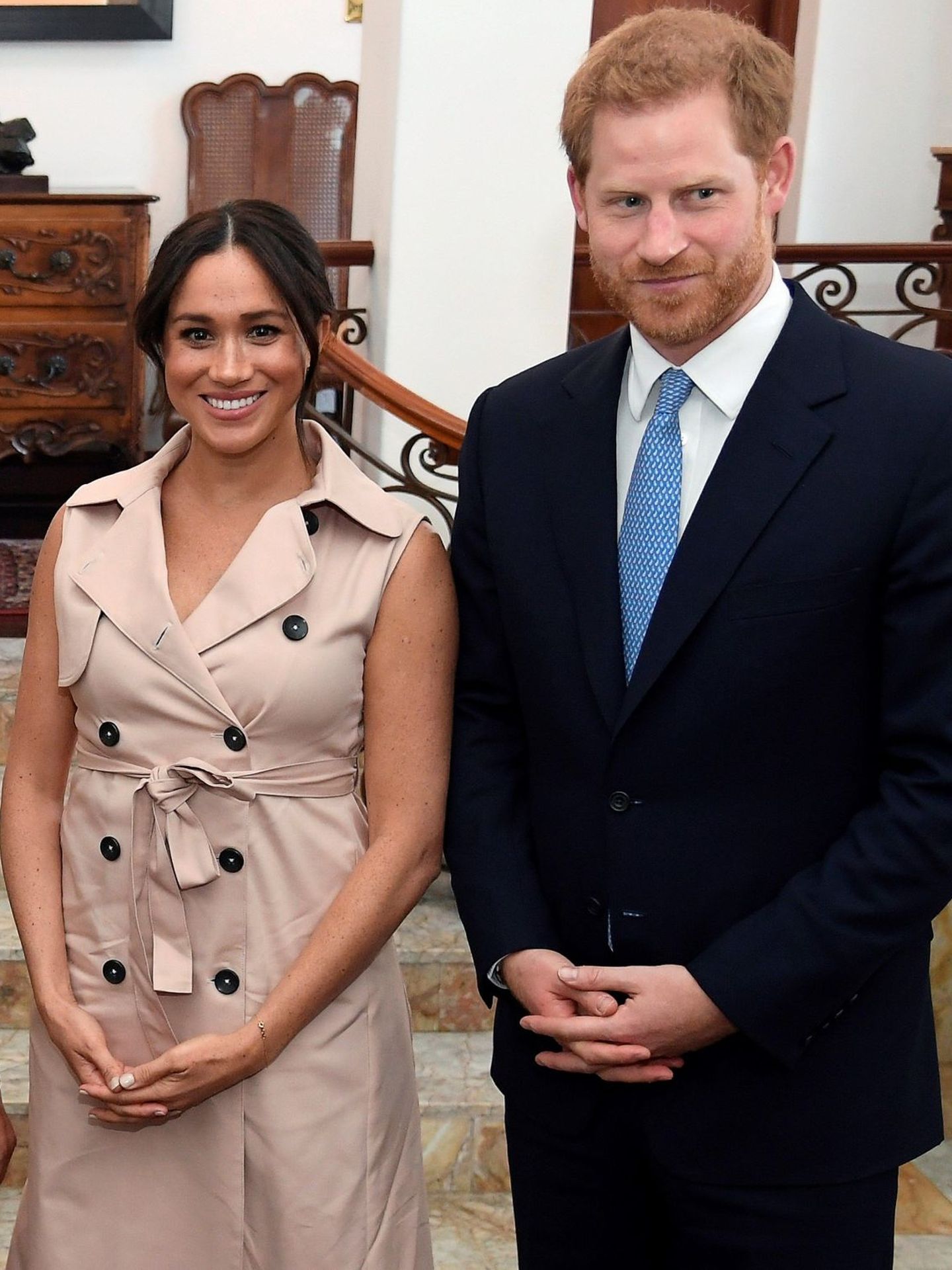 Meghan Markle, junto al príncipe Harry en Sudáfrica en 2019. (EFE/EPA/Reuters/Pool/Toby Melville)