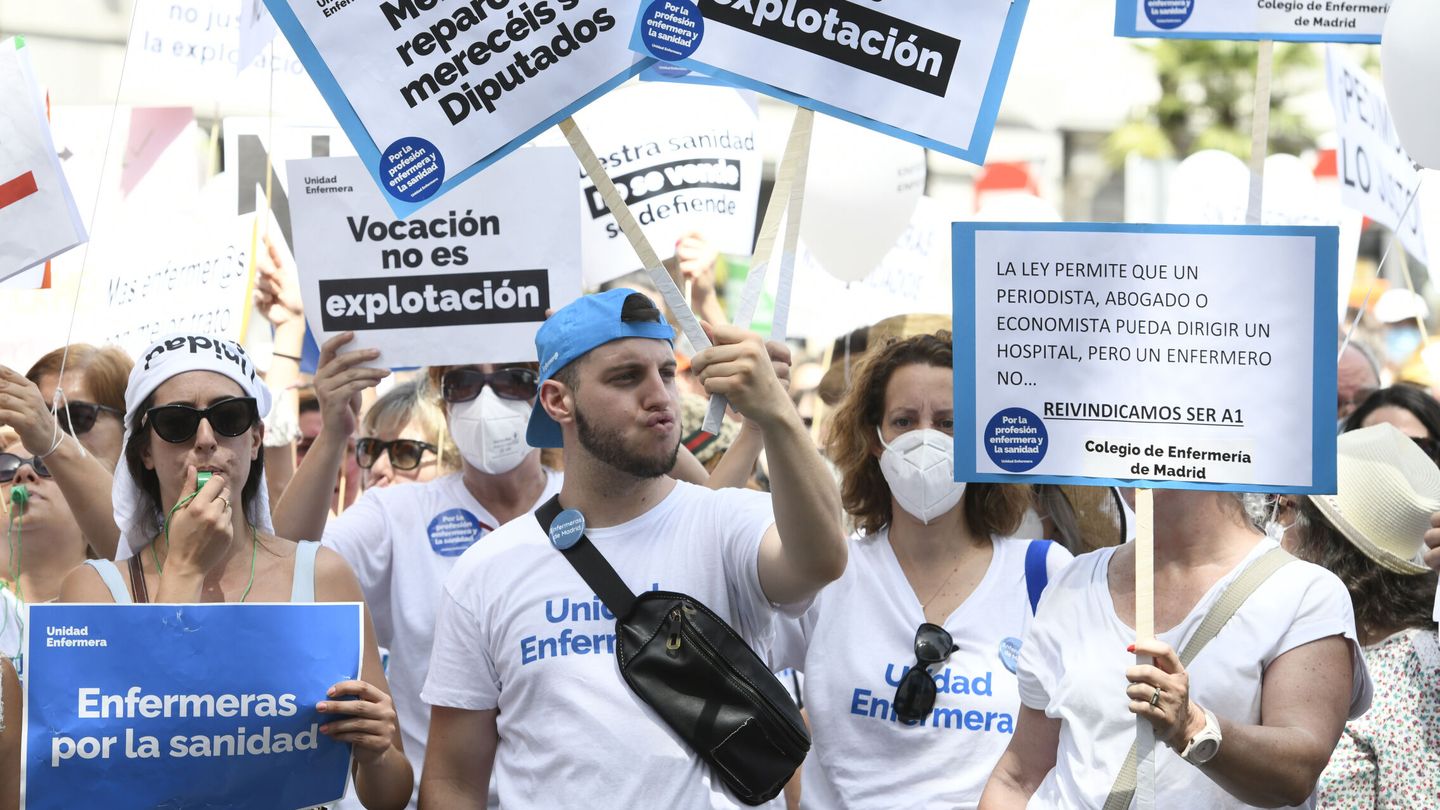 Manifestación de enfermeras contra la precariedad laboral. (EFE/Víctor Lerena)
