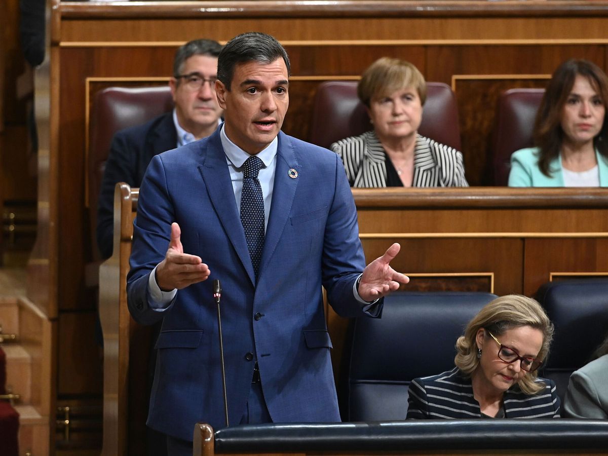 Foto: El presidente del Gobierno, Pedro Sánchez (c), interviene durante la sesión de control al Gobierno, este miércoles, en el Congreso de los Diputados. (EFE/Fernando Villar)