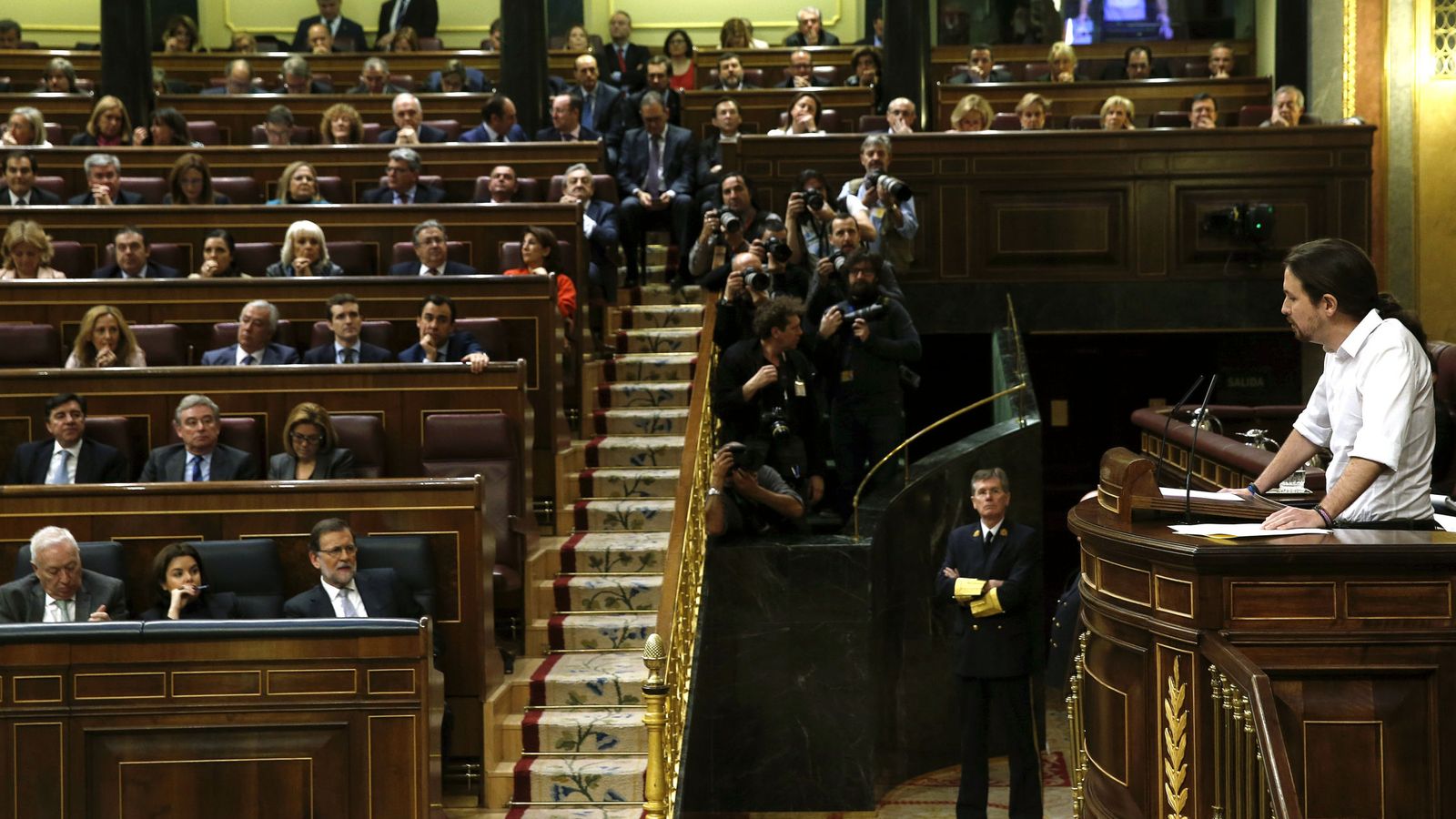 Foto: Pablo Iglesias durante su discurso. (Efe)