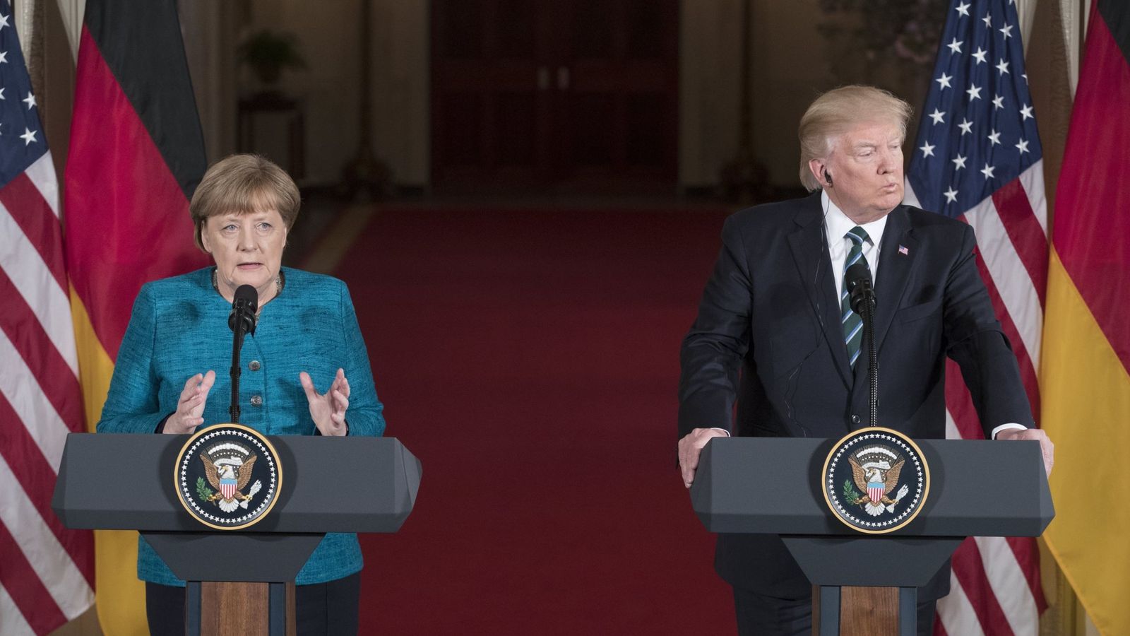 Foto: La canciller alemana, Angela Merkel, junto al presidente de Estados Unidos, Donald Trump. (Reuters)