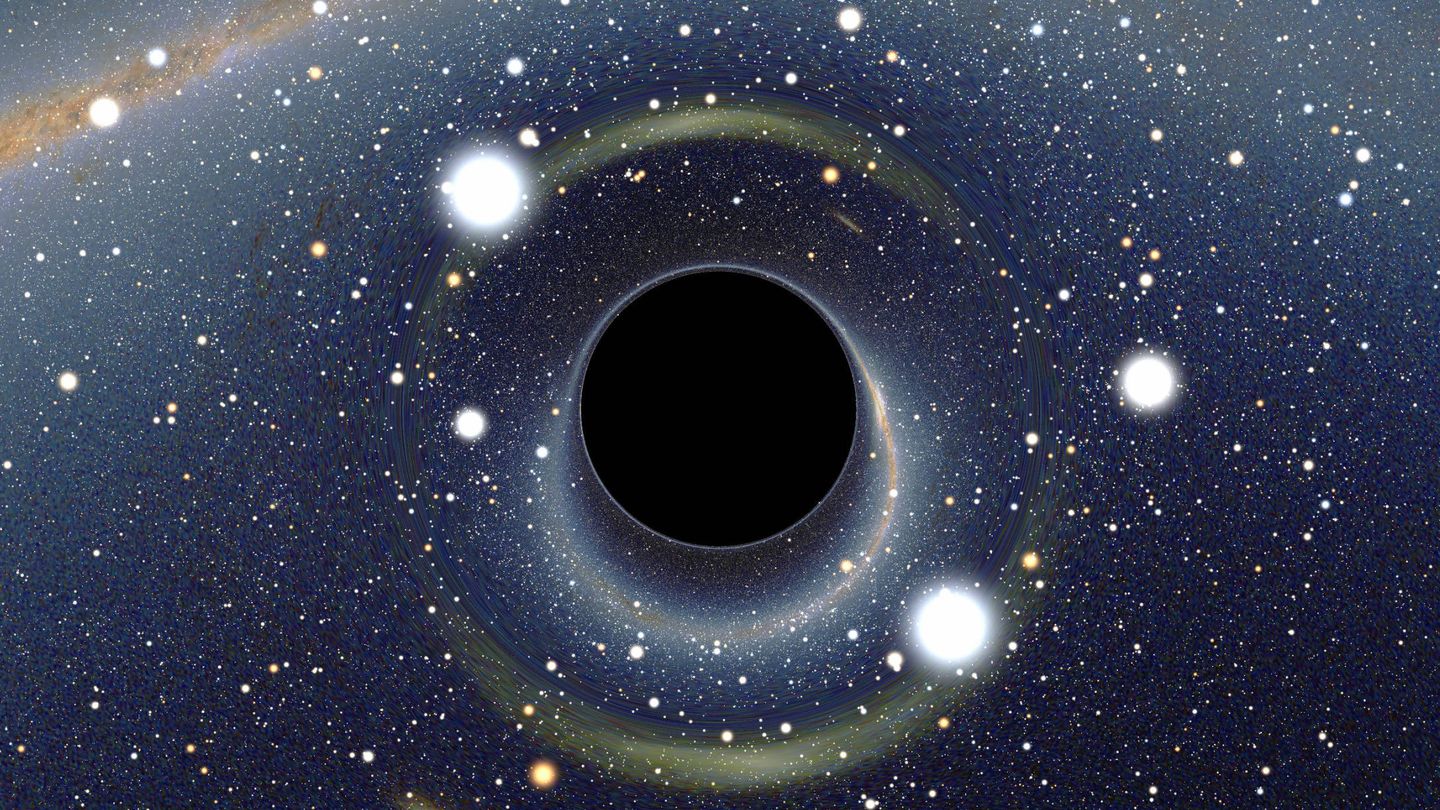Imagen simulada de un agujero negro. (Imagen: Wikimedia Commons)