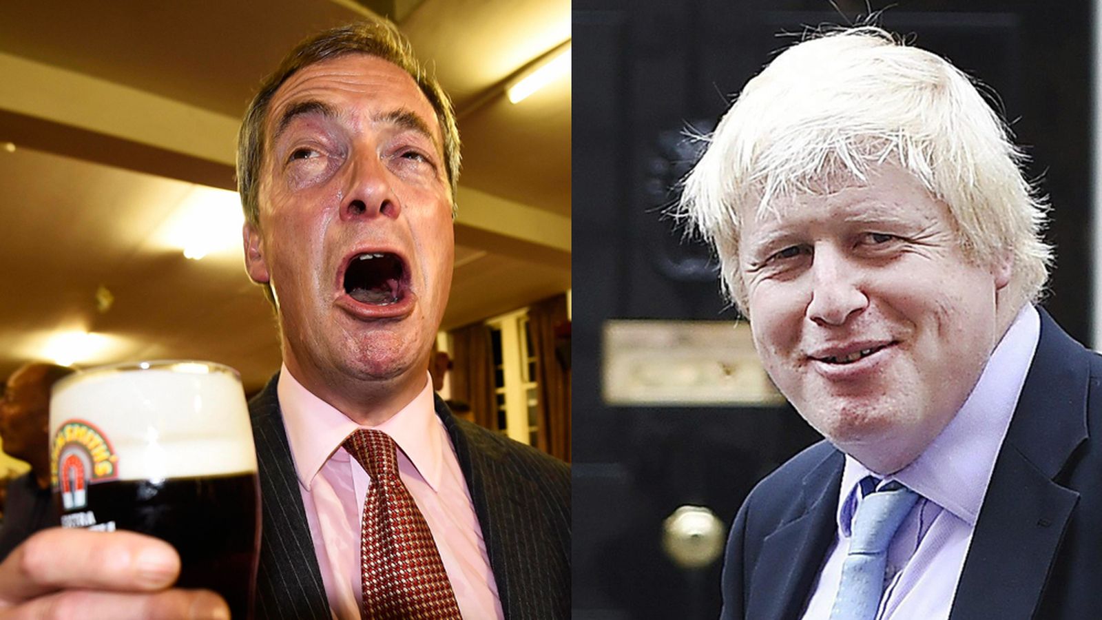 Foto: Nigel Farage y Boris Johnson, políticos que sí son graciosos. (Reuters)