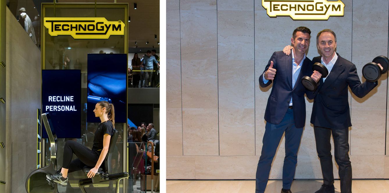 Personal Line es la gama más exclusiva de Technogym. A la derecha, el exfutbolista Luis Figo junto a Nerio Alessandri, fundador y presidente de Technogym.