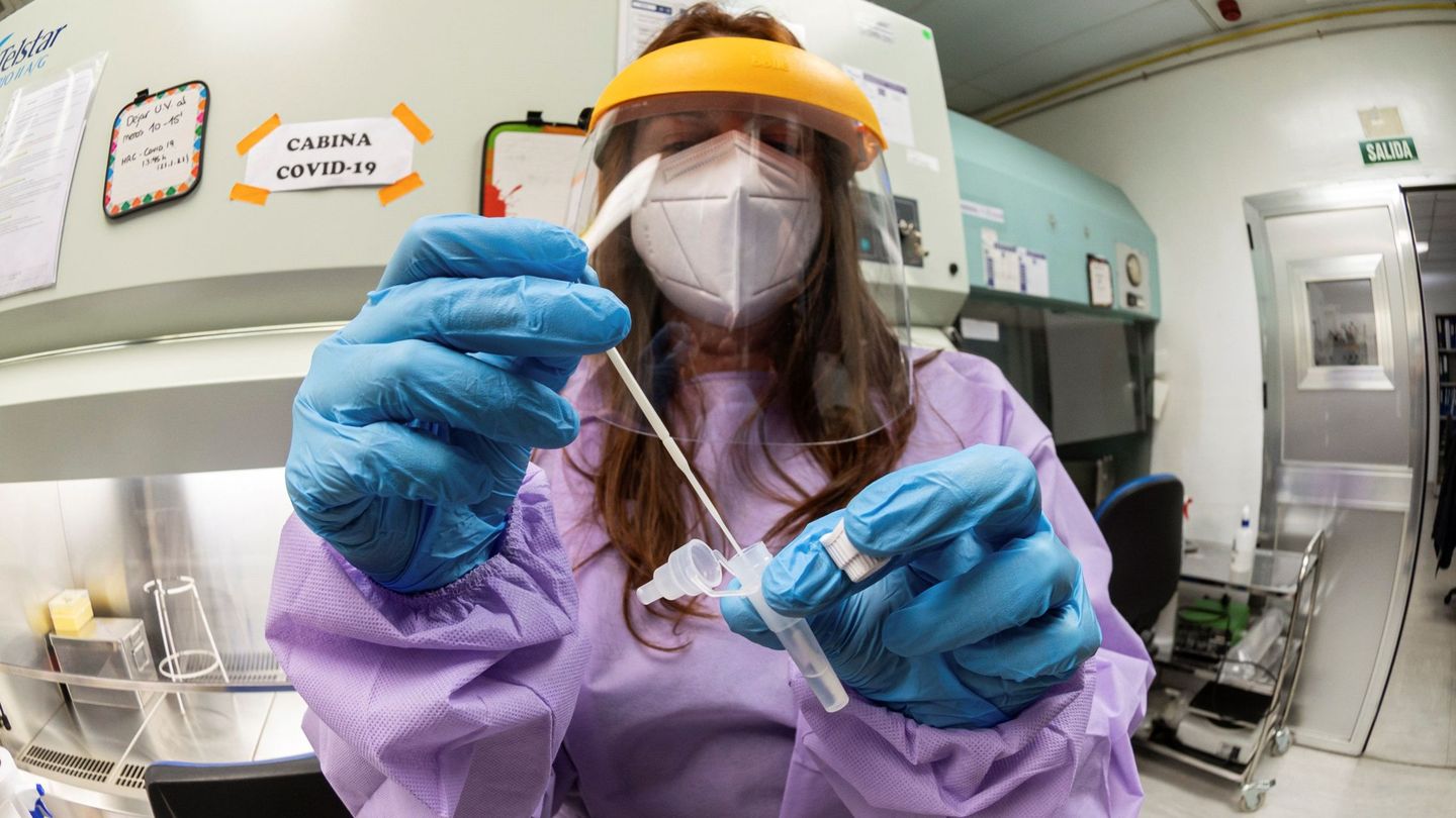 Realización del test de antígenos en el laboratorio Eurofins de Madrid. (EFE)