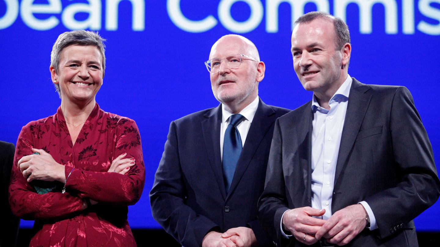 Los tres 'spitzenkandidaten' durante el debate electoral. (Reuters)