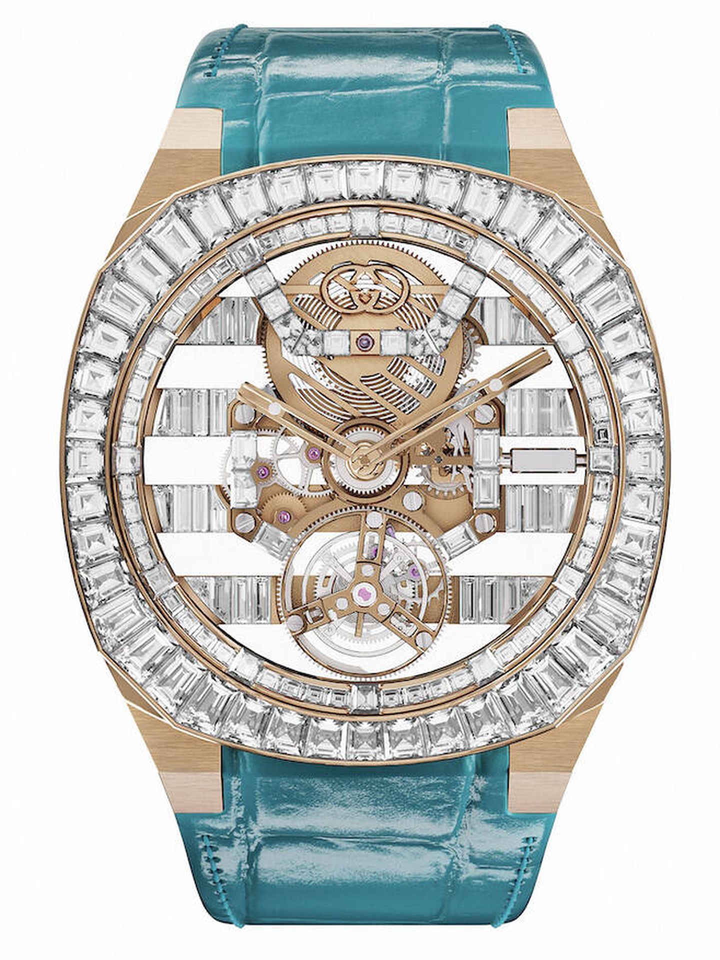 Gucci H25 apuesta por la alta relojería con un tourbillon volante. (Cortesía)