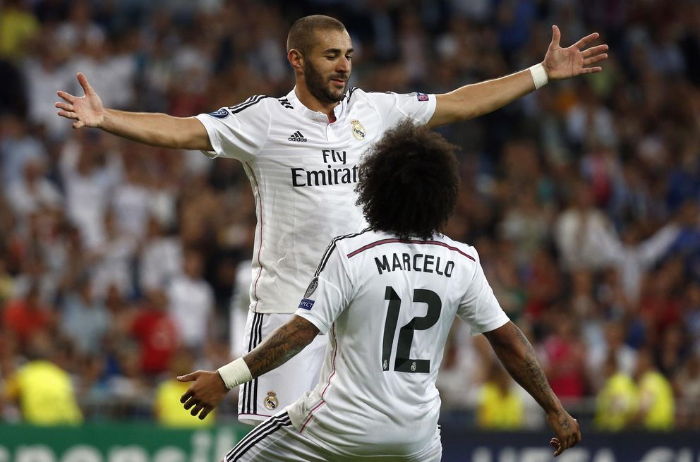 Benzema marcó el mejor gol de la noche (Reuters)