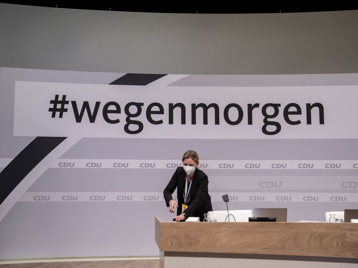 Foto: Imagen del congreso virtual de la CDU. (EFE)