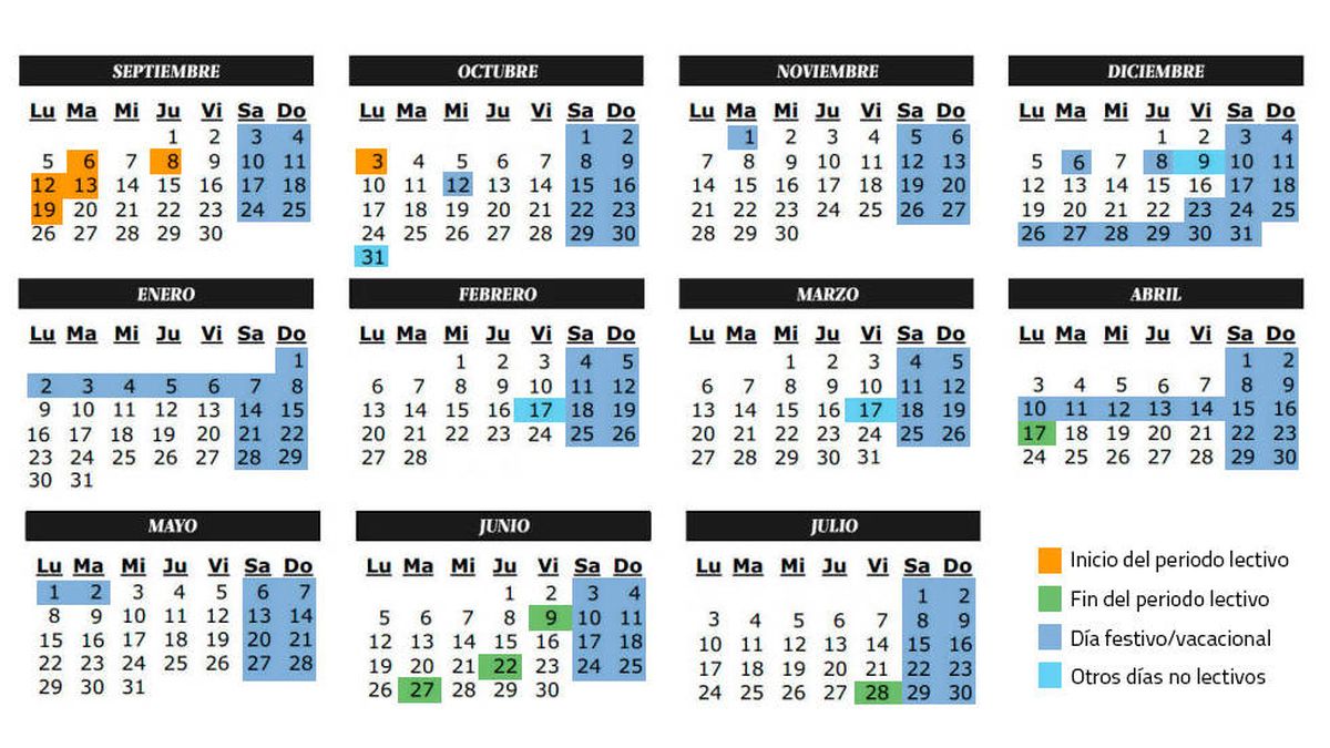 Calendario escolar del curso académico 2016-2017: festivos y lectivos en Madrid