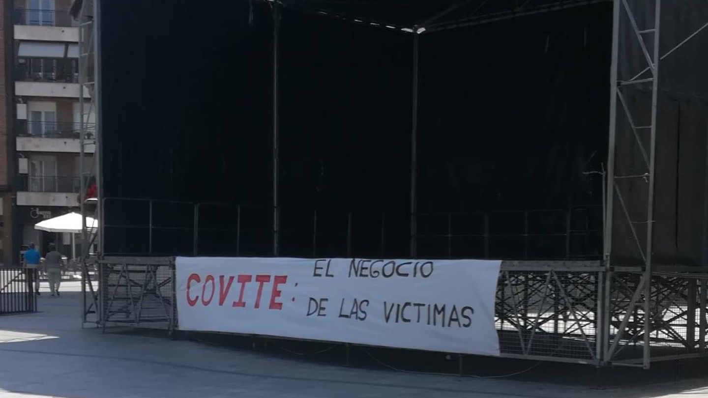 Pancarta en Lasarte-Oria el día de la excarcelación de Santi Potros. (Covite)