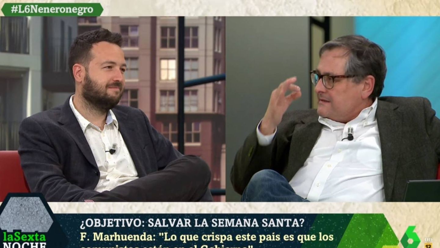 Sánchez y Marhuenda, en el plató de 'La Sexta noche'. (Atresmedia).