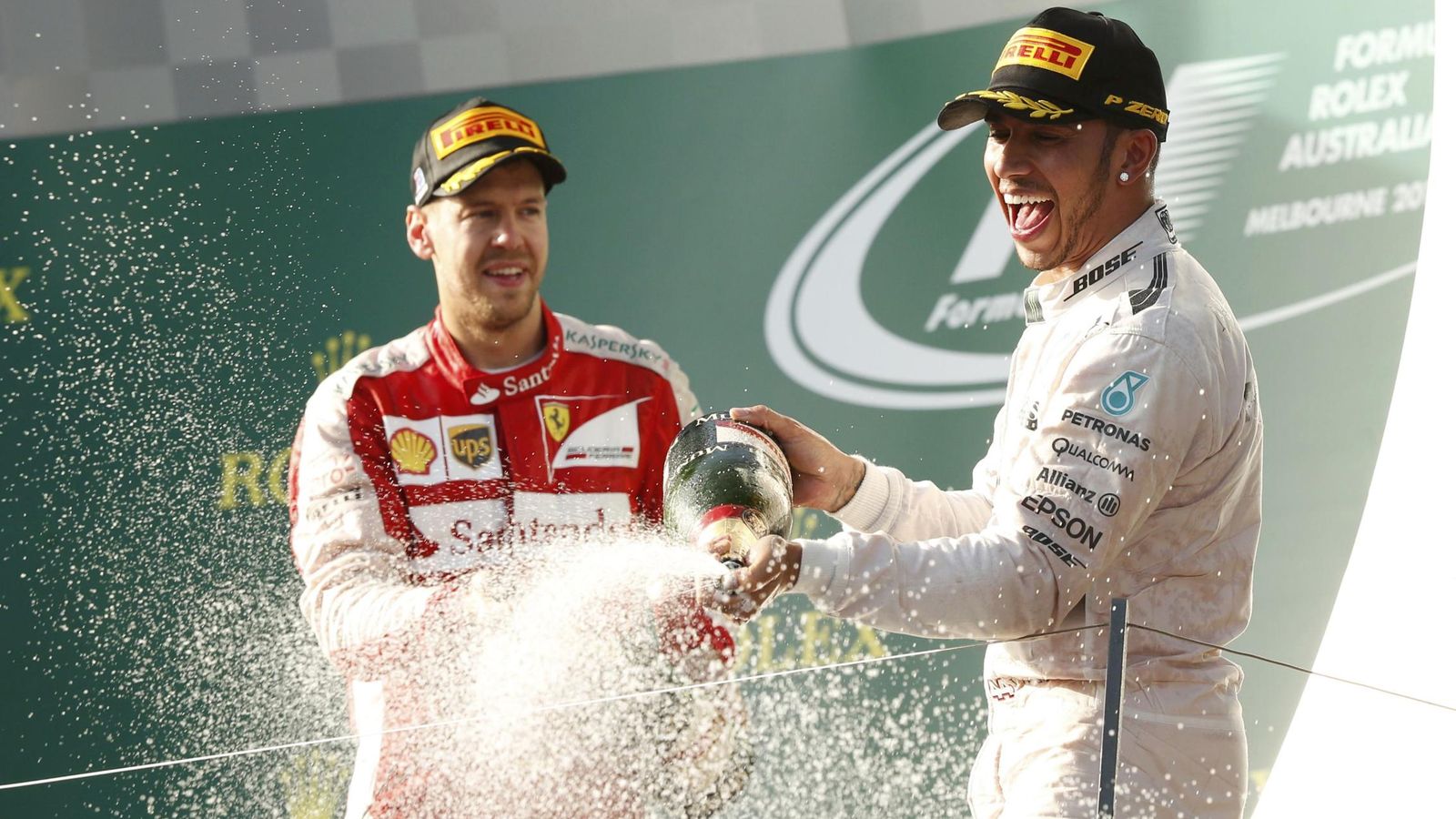 Foto: El primero podio del año se lo llevó Mercedes y Ferrari, con Sebastian Vettel.