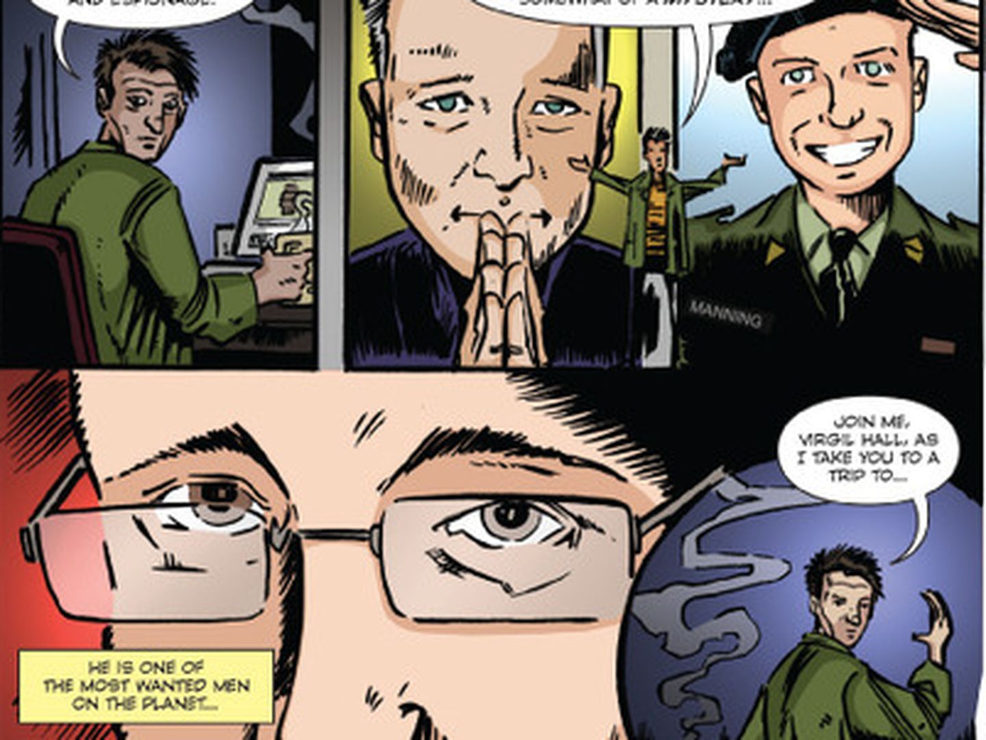 Página del cómic sobre Edward Snowden (Bluewater Cómics)