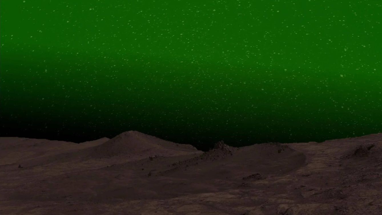 Foto: Ilustración de cómo sería el resplandor verde en la noche marciana. (ESA)