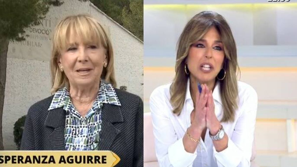 Esperanza Aguirre, "cabreada", abronca a su marido en Telecinco por sus "polémicas" declaraciones en la boda de Almeida
