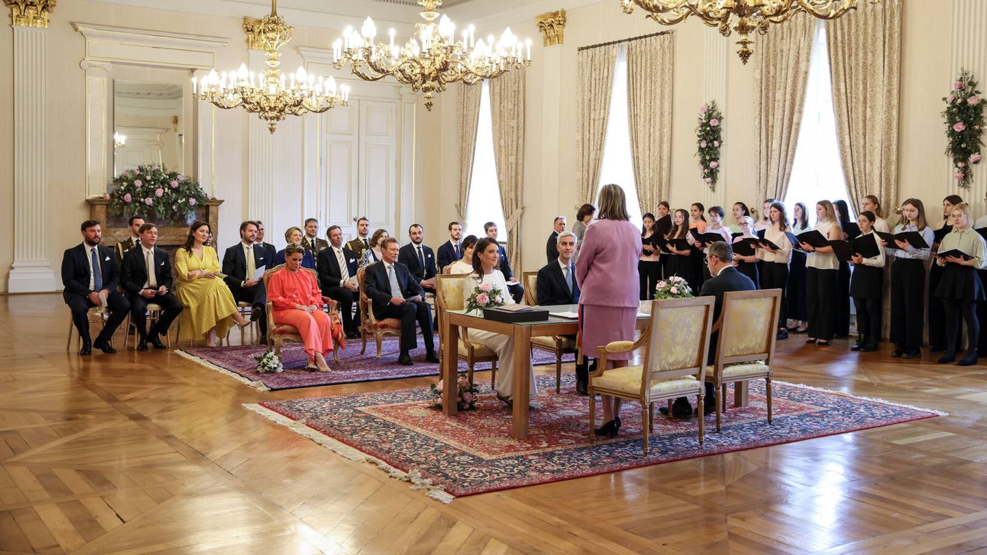 Un momento de la ceremonia civil. (Casa Ducal de Luxemburgo/Sophie Margue)