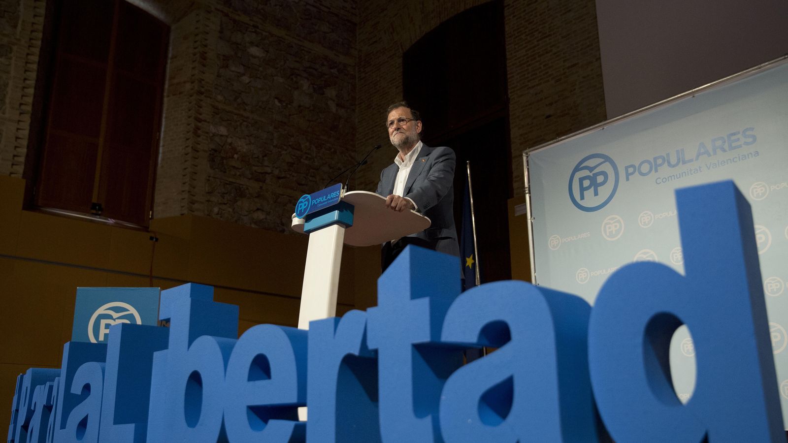 Foto: Mariano Rajoy en un acto del PP en Valencia. (Foto: Flikr PP)