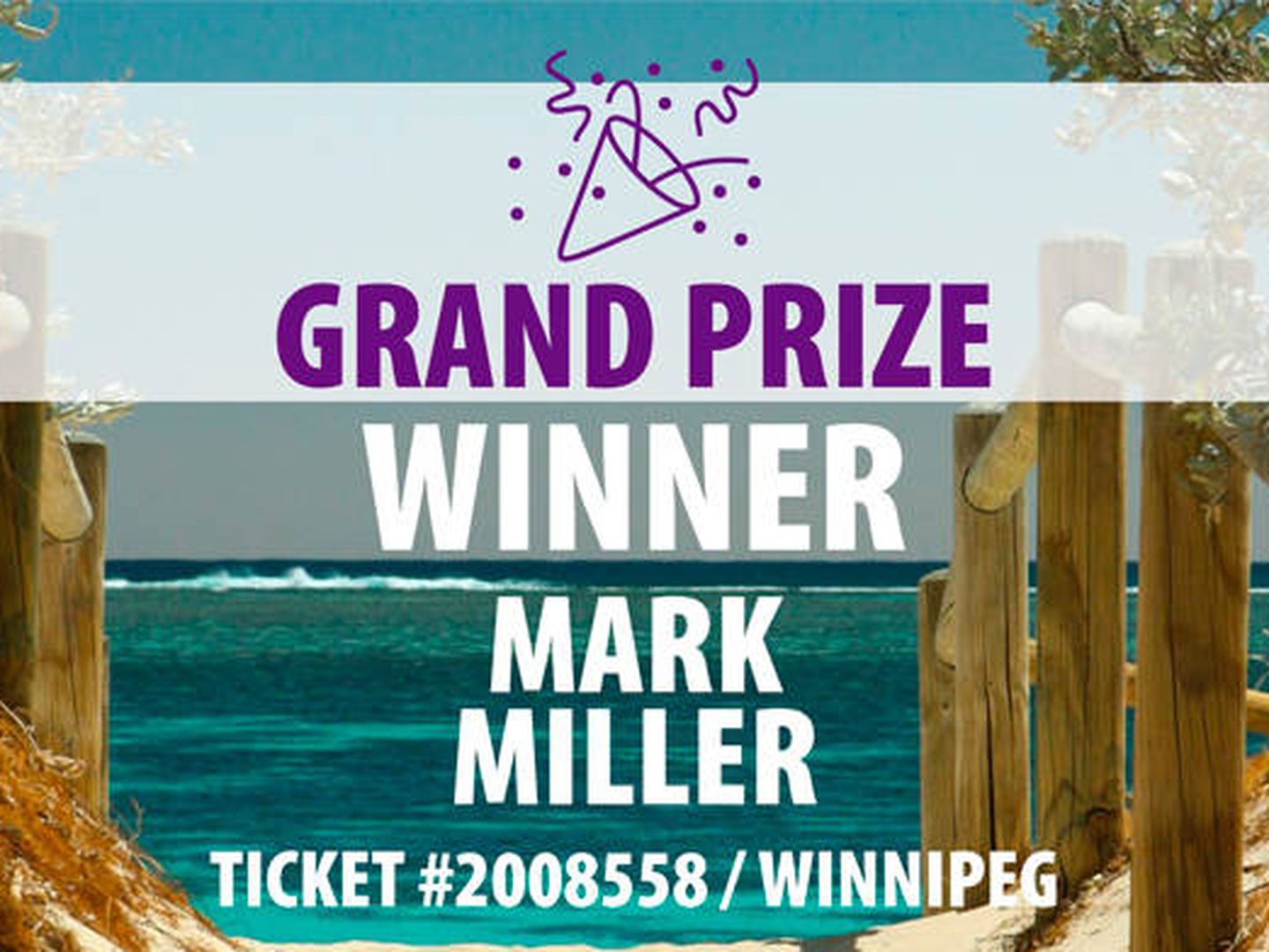 Este fue el anuncio de que Mark Miller había ganado el gran premio (Foto: Facebook)