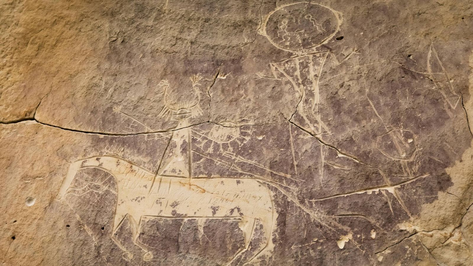 Grabado indio en un sitio arqueológico de Wyoming. (Pat Doak)