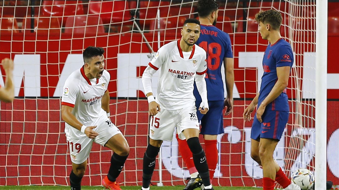 Marcos Acuña celebra su primer gol en LaLiga. (Reuters)