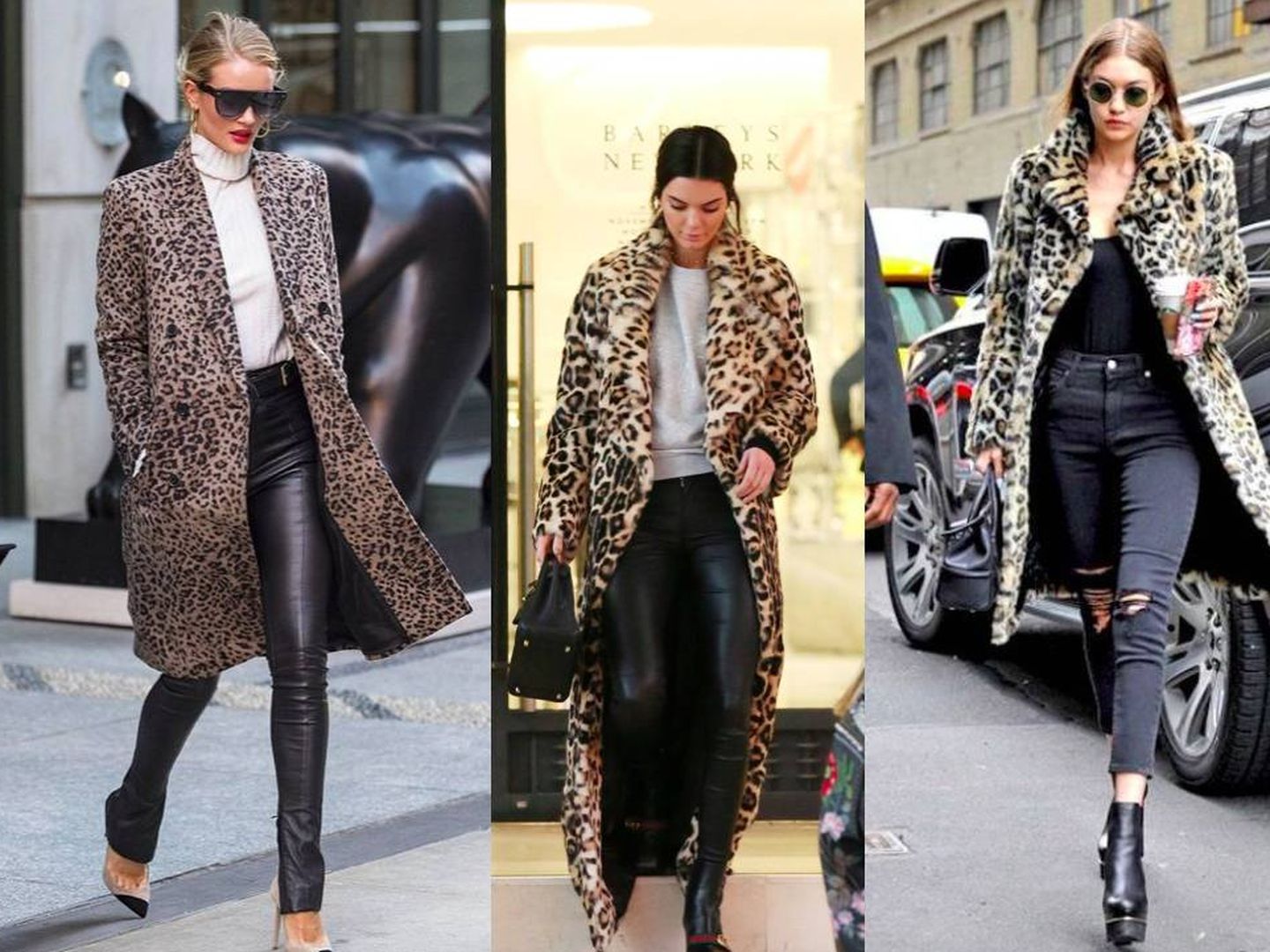 Tres modelos con un abrigo común. (Pinterest)