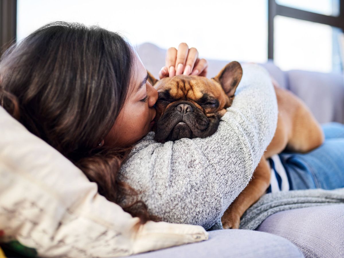 Foto: Una chica con su perro en el sofá (iStock)