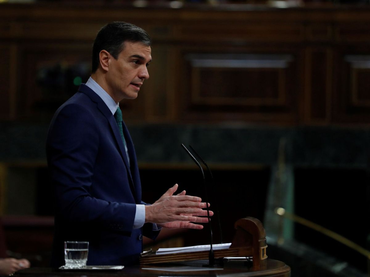 Foto: El presidente del Gobierno, Pedro Sánchez, este miércoles durante su comparecencia en el Congreso de los Diputados. (EFE)
