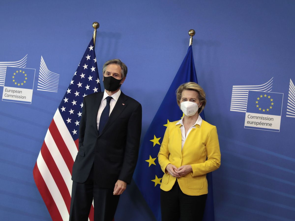 Foto: Antony Blinken, secretario de Estado de Estados Unidos, y Ursula Von der Leyen, presidenta de la Comisión Europea. (EFE)