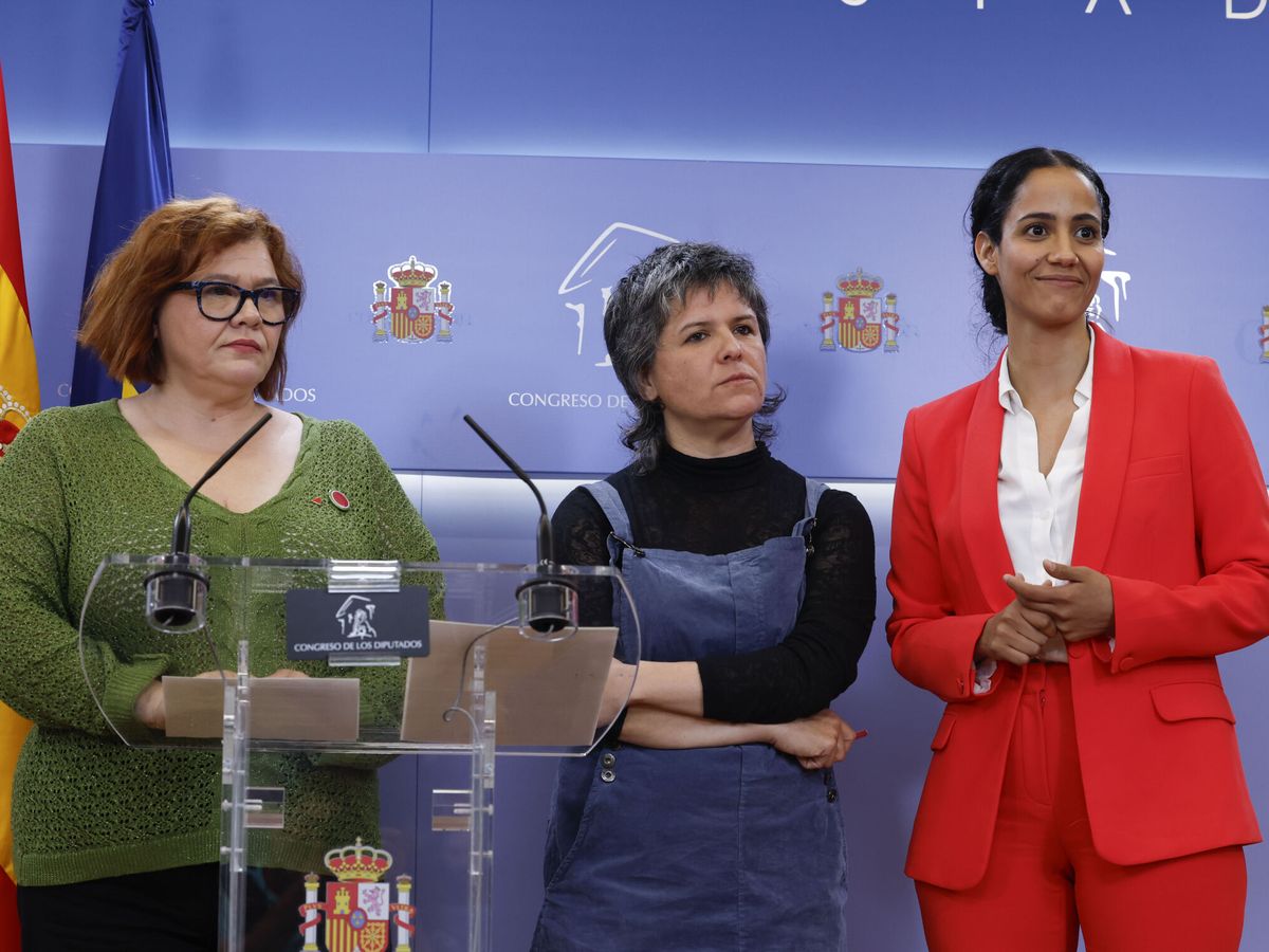 Foto:  Las diputadas de Sumar Engracia Rivera, Gala Pin y Teslem Andala Ubbi. (EFE/Zipi Aragón)