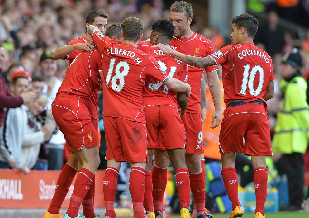 Foto: Los jugadores del Liverpool celebran uno de los goles frente al WBA.