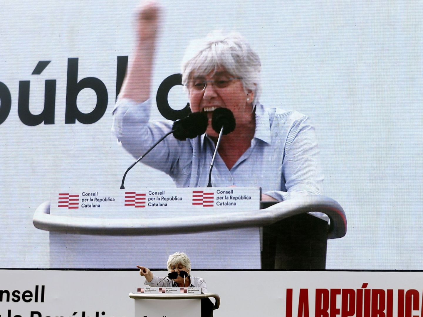 La eurodiputada Clara Ponsatí durante su intervención en Perpiñán. (EFE)
