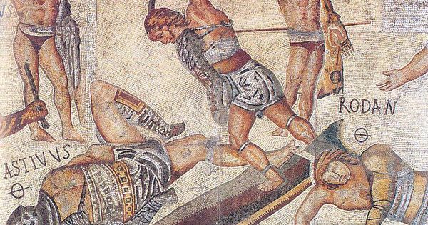 Foto: Mosaico de los gladiadores en Villa Borghese, Roma. (Creative Commons)