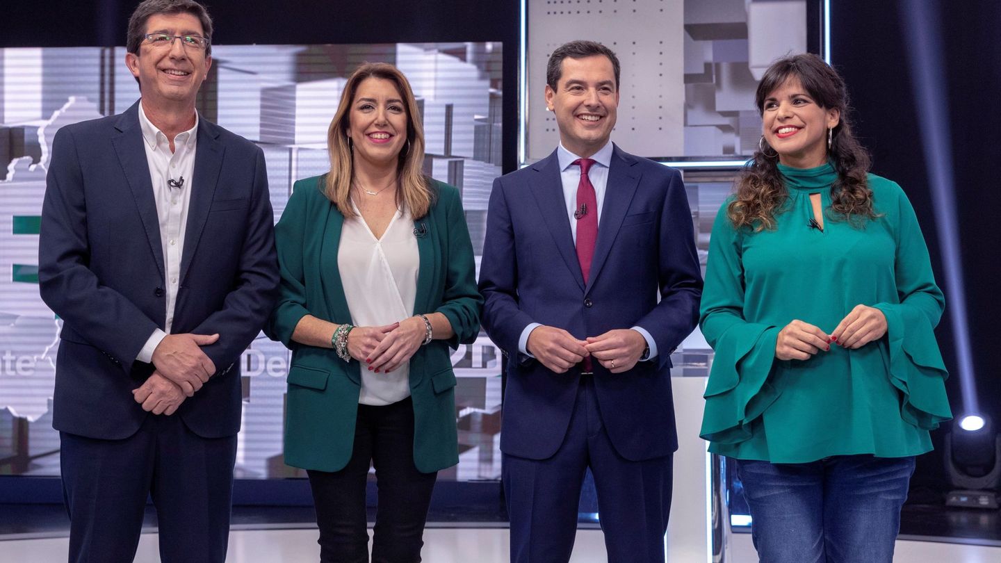 Juanma Moreno, en el debate de Canal Sur TV del pasado lunes. (EFE)