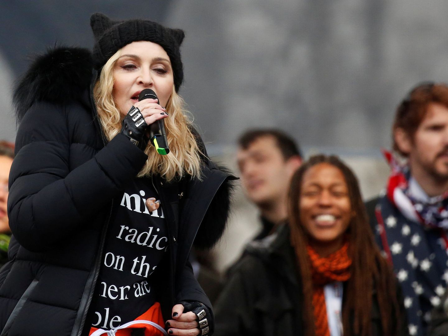 La cantante Madonna ofreció también un discurso en la marcha. (Reuters)