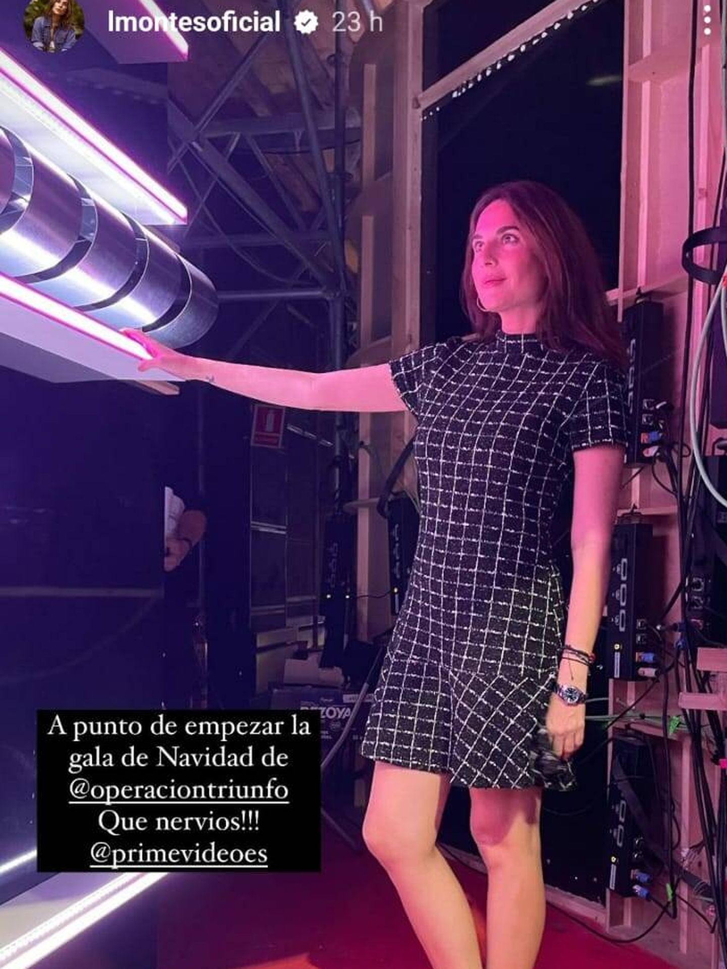 Lourdes Montes entre bambalinas del escenario de 'OT'. (Instagram/@lmontesoficial)