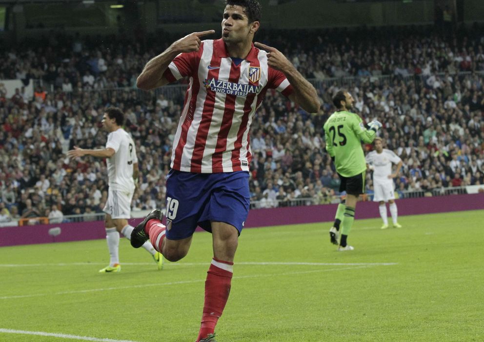 Foto: Diego Costa celebra su gol en el Santiago Bernabéu ante el Real Madrid.