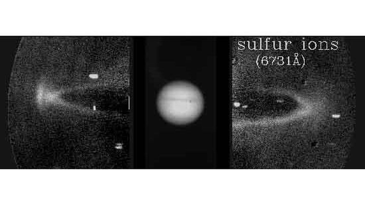 Imagen del toroide de plasma en Júpiter, formado por partículas ionizadas de azufre procedentes de Io