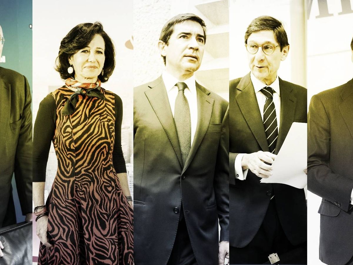 Foto: De izquierda a derecha, Josep Oliu (Sabadell), Ana Botín (Santander), Carlos Torres (BBVA), José Ignacio Goirigolzarri (Bankia) y Gonzalo Gortazar (CaixaBank). (EC-EFE)