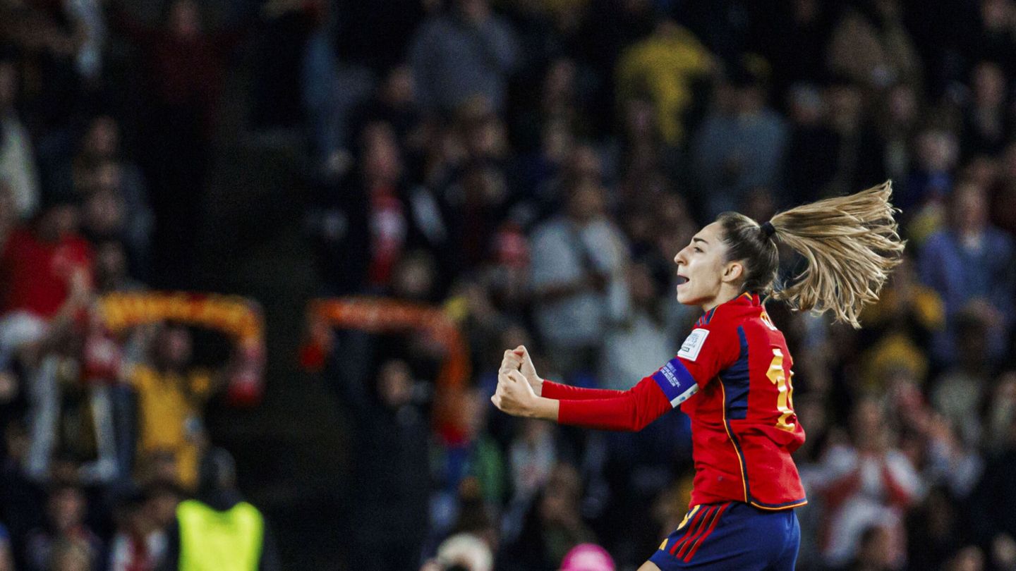 La defensa de la selección española de fútbol femenino Olga Carmona celebra tras marcar gol a Inglaterra durante la Final del Mundial femenino de fútbol disputado entre España e Inglaterra en Sídney. EFE RFEF Pablo García