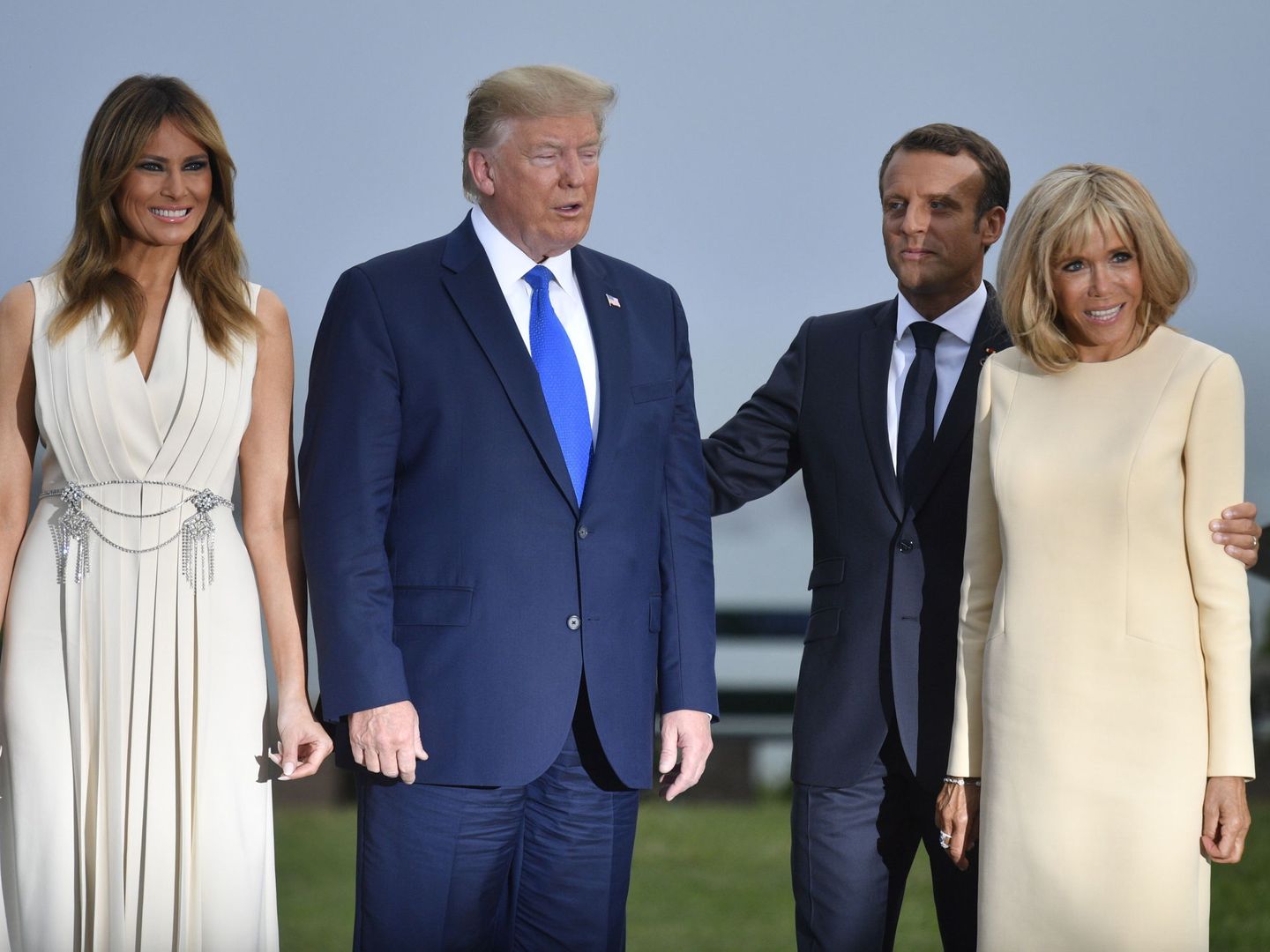 Melania Trump, Donald Trump, Emmanuel Macron, Brigitte Macron. (EFE)