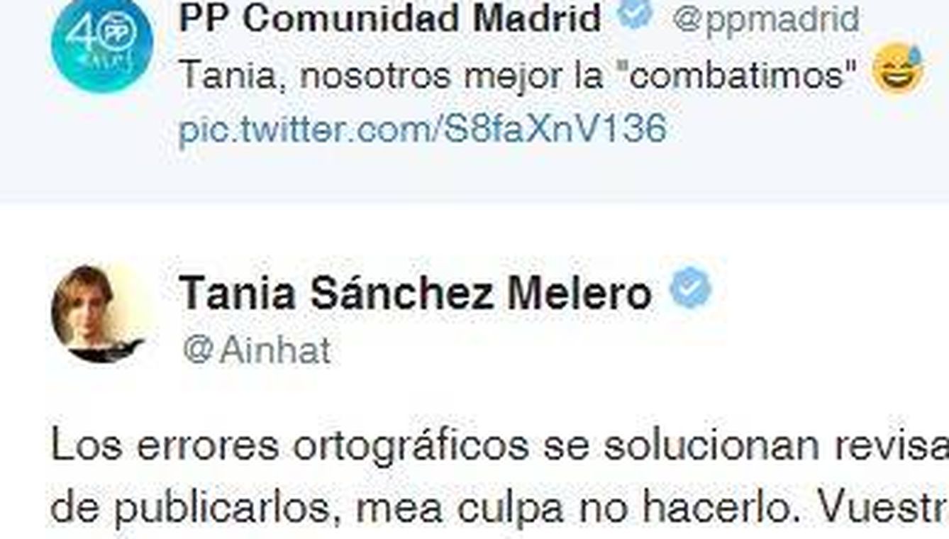 Tania Sánchez en su perfil oficial de Twitter