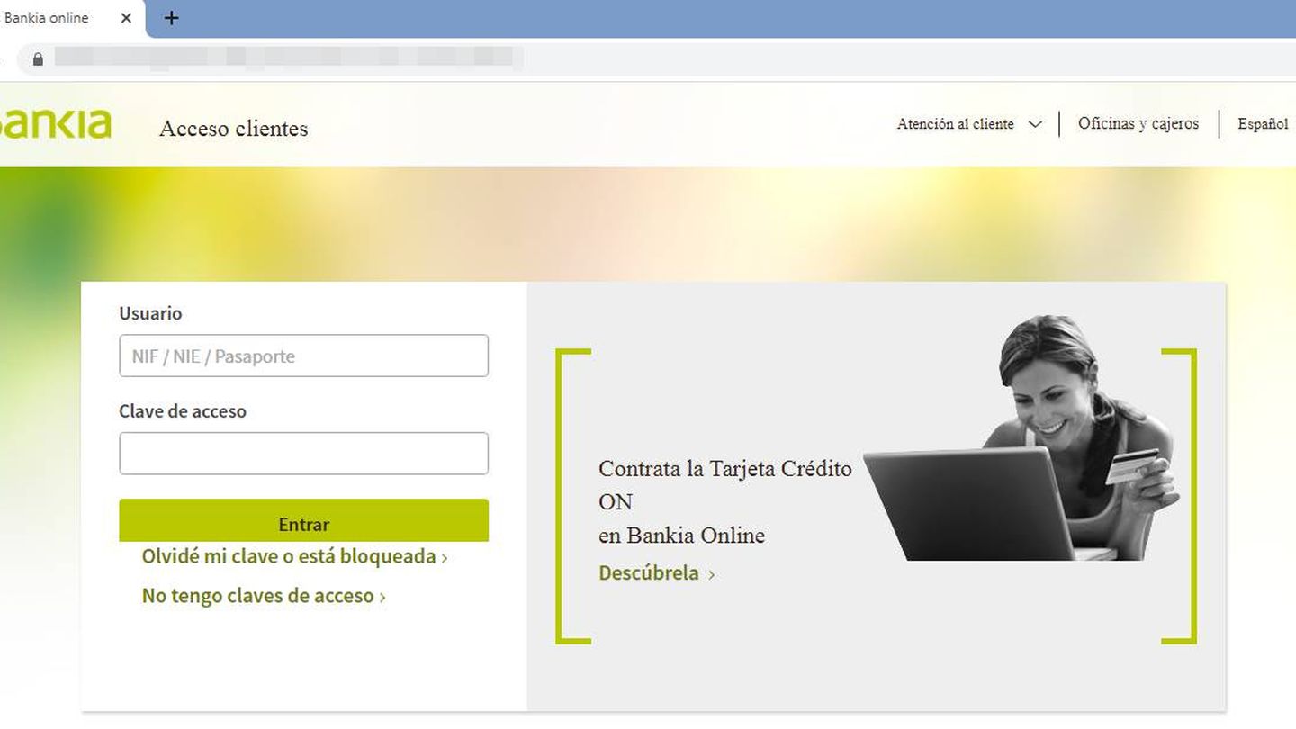 Así es la falsa web de Bankia mediante la que los ciberdelincuentes roban las claves. (Incibe)