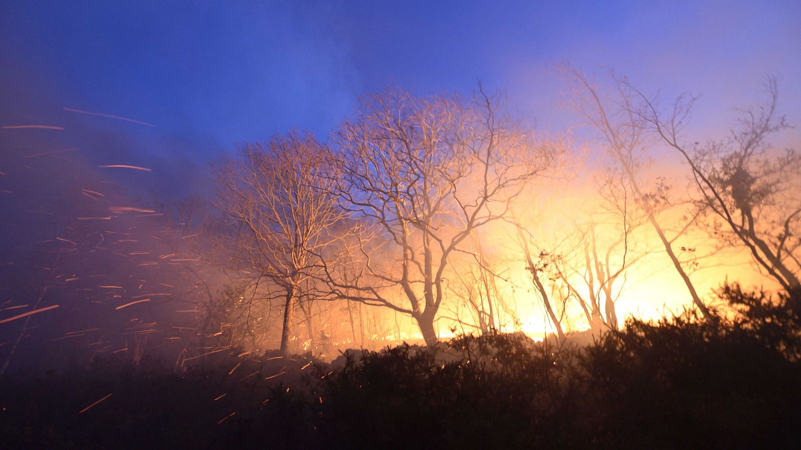 Foto: Fuego en los montes cercanos a Bárcena Mayor, en Cantabria (EFE)