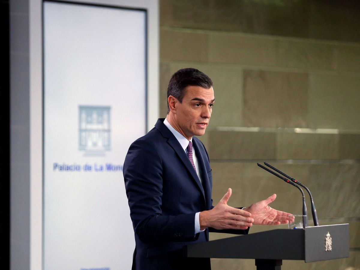 Foto: El presidente del Gobierno, Pedro Sánchez, en rueda de prensa tras el Consejo de Ministros del pasado martes. (EFE)