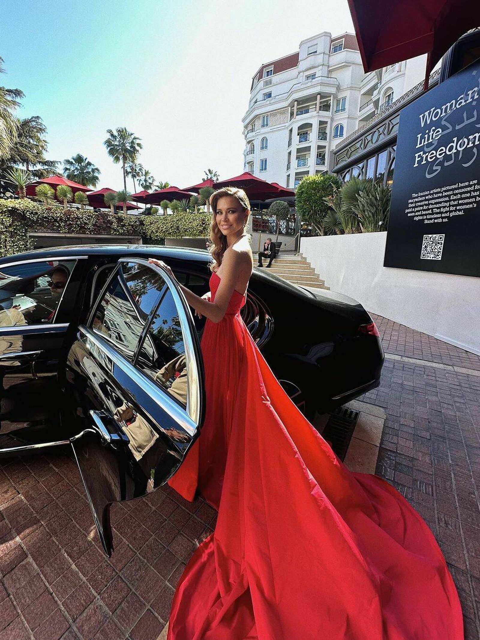 Carla Pereyra, de camino a la alfombra roja de Cannes 2024. (Instagram/@carla.pereyra15)