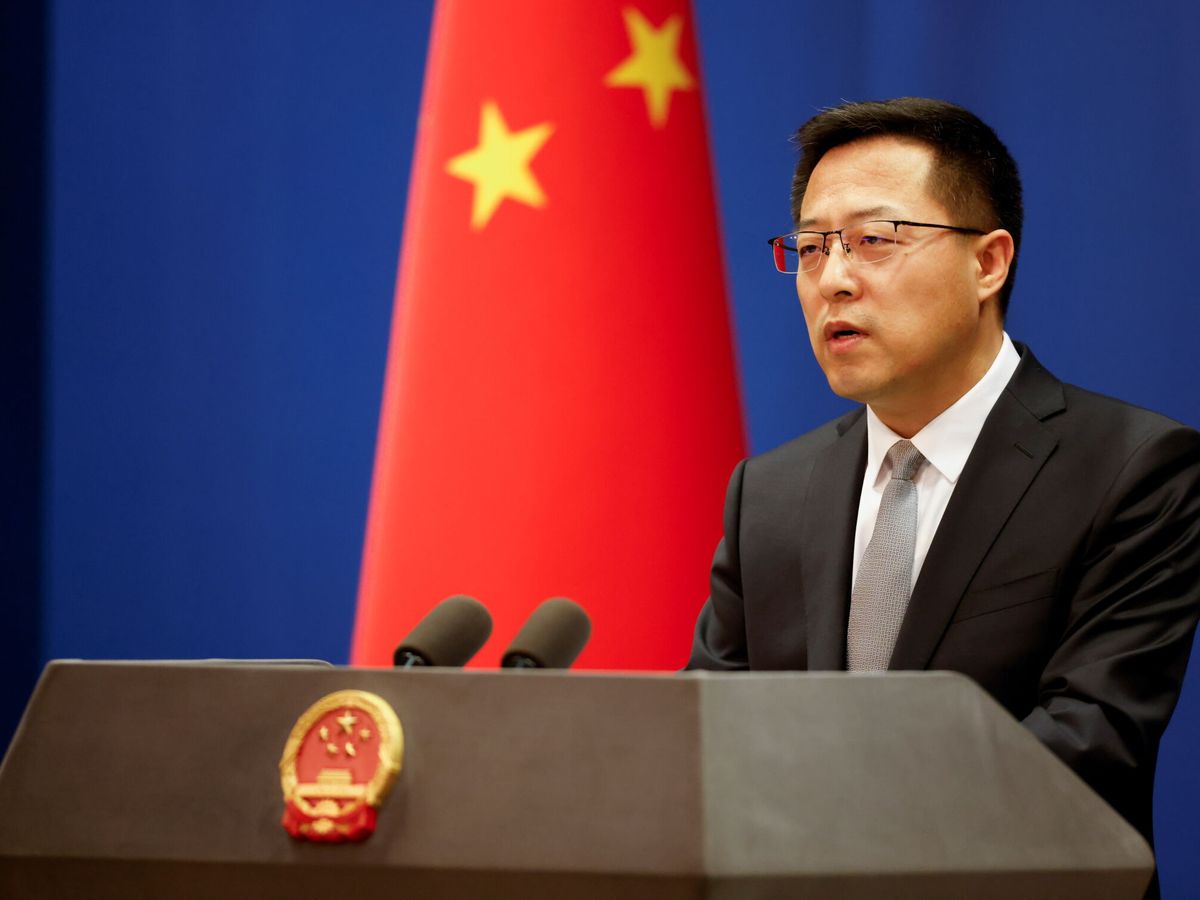 Foto: El ministro de exteriores chino, Zhao Lijian, en rueda de prensa. (Reuters/Carlos García)